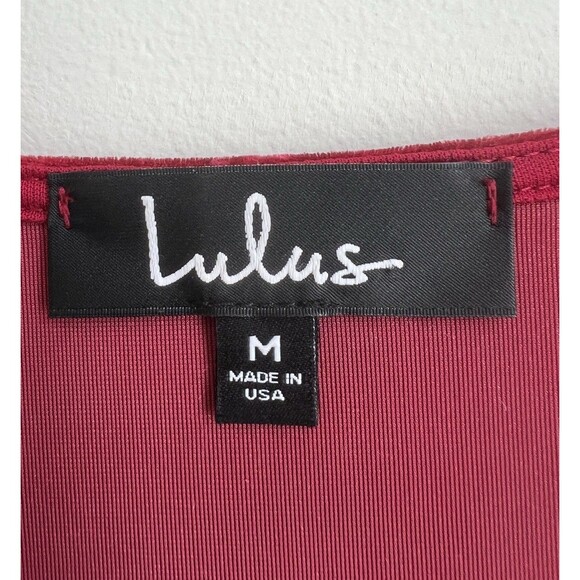 Lulus Wine Red Crushed Velvet Wrap Dress 3/4 Sleeve Side Tie Size M - Picture 7 of 14
